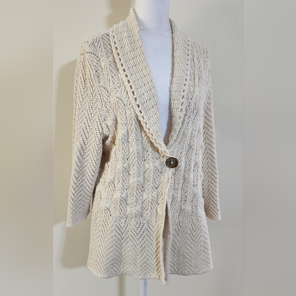 JM Collection Petite Crochet Cardigan Women's Size PXL